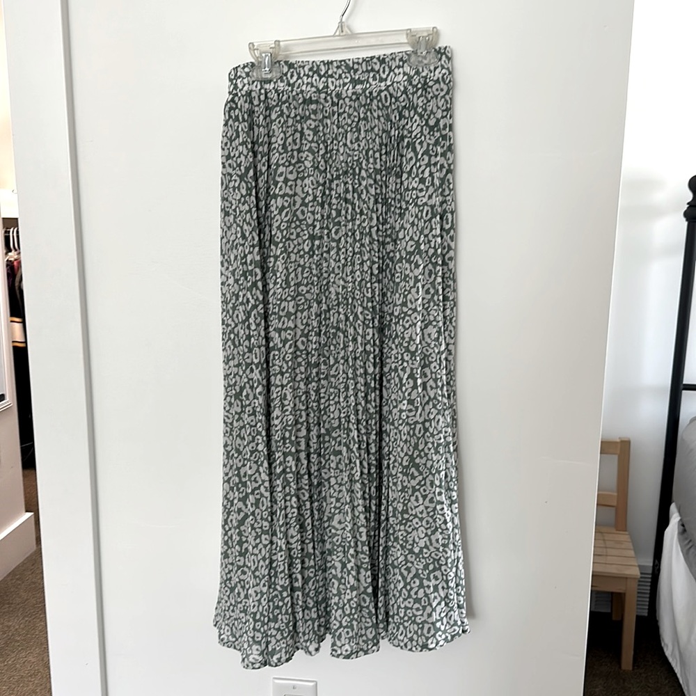 Green leopard print Midi Skirt